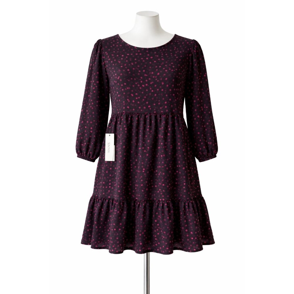 52seven Plus Size‎ 22W Black Fuchsia Polka Dot Babydoll Dress